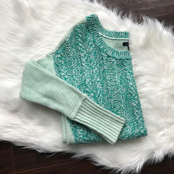 American Eagle Teal Sweater Two-Toned Knit Med NWT - Picture 2 of 8